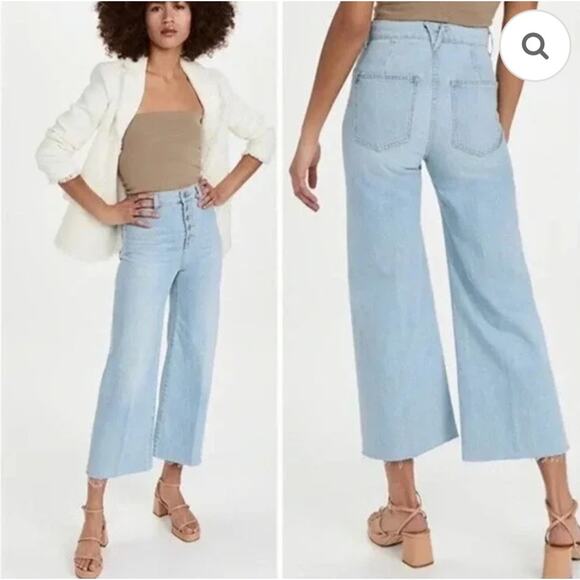Veronica Beard Grant High Rise Wide Leg Button Fly Jeans - Size 29 (Light Wash) - Picture 4 of 4